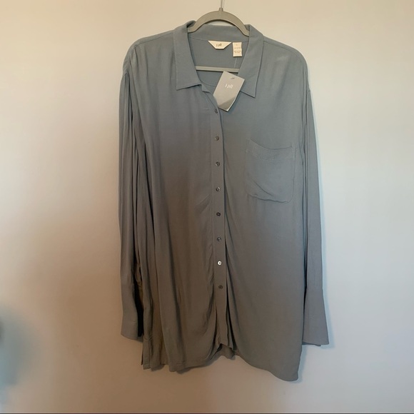 J. Jill Dresses & Skirts - Women’s new J. Jill gray button front long sleeve t-shirt dress size large L